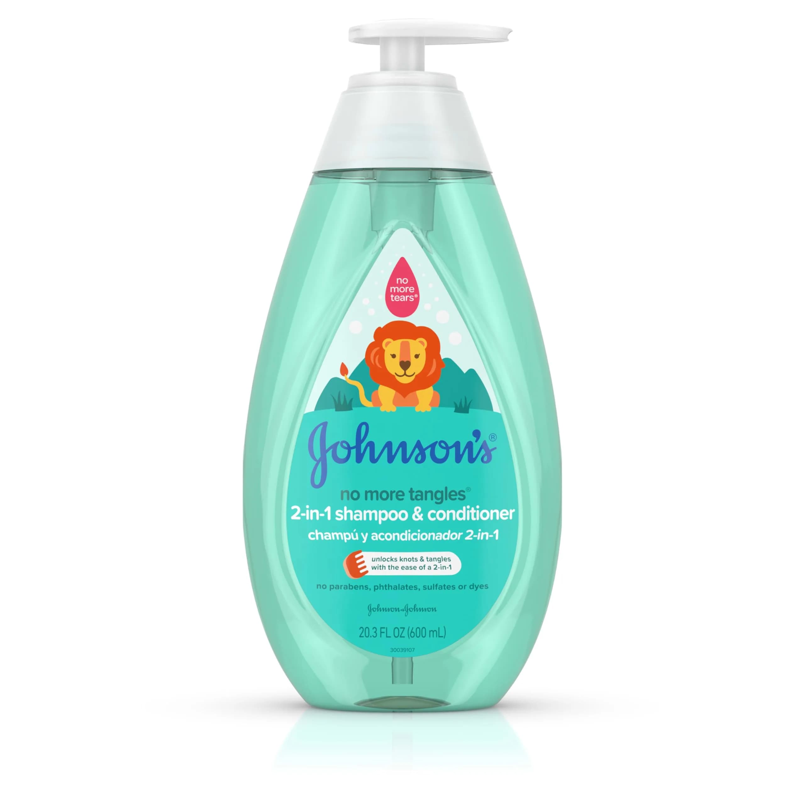 Johnson's Kids No More Tangles 2-in-1 Detangling Shampoo & Conditioner 600ml (20.3 Fl Oz) | Gentle Tear-Free Formula