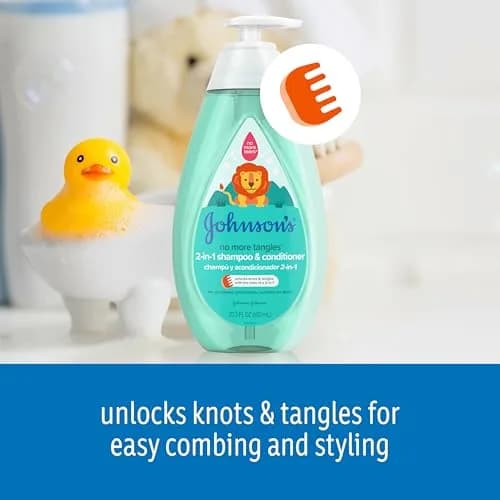 Johnson's Kids No More Tangles 2-in-1 Detangling Shampoo & Conditioner 600ml (20.3 Fl Oz) | Gentle Tear-Free Formula thumbnail 2