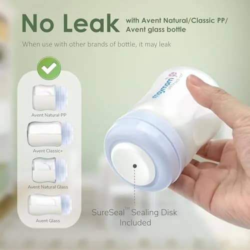 Maymom Screw Lids Aka Travel Caps with Rewritable Sealing Disc for Avent Bottles, 6pcs Blue | Leak-Resistant & Dishwasher Safe thumbnail 5