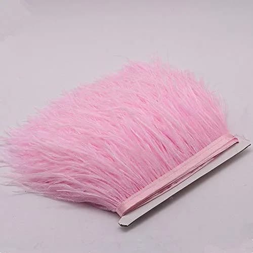 YEQIN Natural Soft Ostrich Feathers Fringe Trim 2 Yards (4-6 inches wide) | Pink Craft Ribbon for Sewing & Decor thumbnail 2