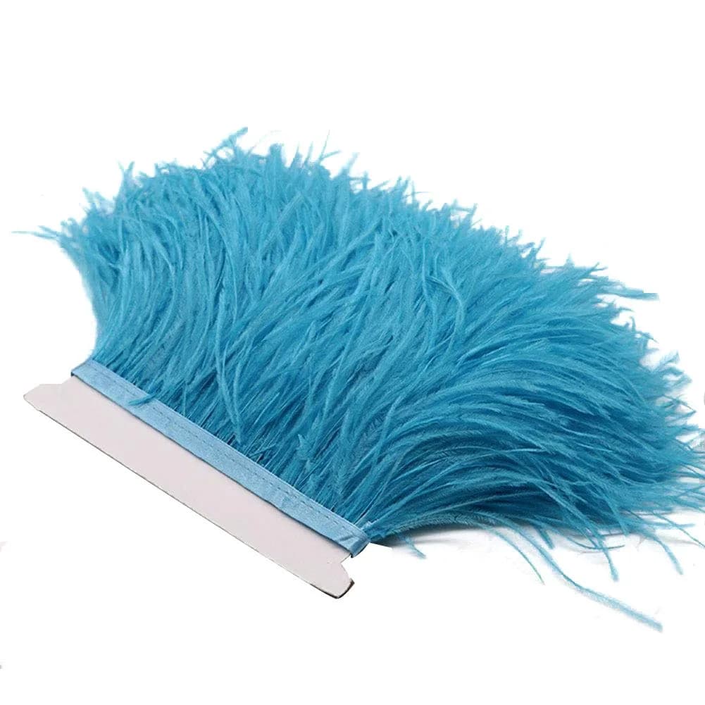 YEQIN 2 Yards Natural & Soft Ostrich Feathers Fringe Trims Sky Blue | Elegant Crafting Accessory (70-120 chars) - main product image