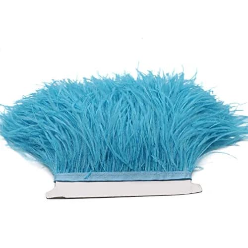 YEQIN 2 Yards Natural & Soft Ostrich Feathers Fringe Trims Sky Blue | Elegant Crafting Accessory (70-120 chars) thumbnail 4