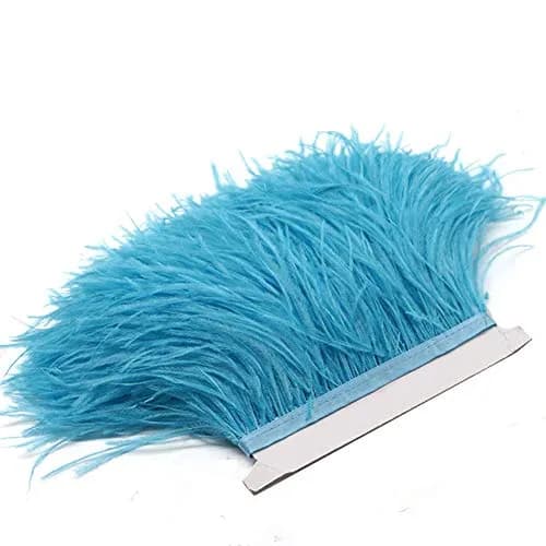YEQIN 2 Yards Natural & Soft Ostrich Feathers Fringe Trims Sky Blue | Elegant Crafting Accessory (70-120 chars) thumbnail 2