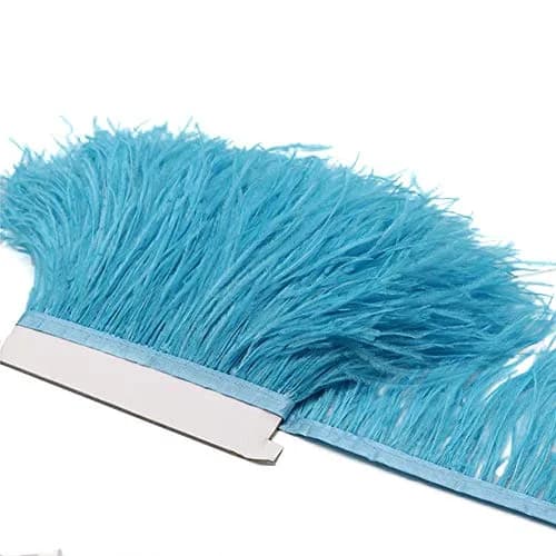 YEQIN 2 Yards Natural & Soft Ostrich Feathers Fringe Trims Sky Blue | Elegant Crafting Accessory (70-120 chars) thumbnail 3
