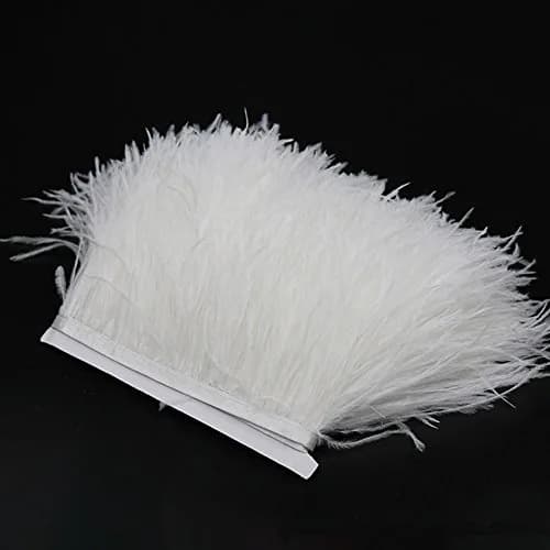 YEQIN Ostrich Feathers Fringe Trims 2 Yards | Soft & Natural White for Dress & DIY thumbnail 1