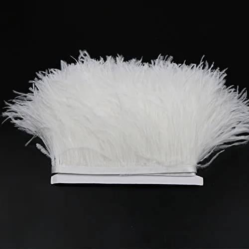 YEQIN Ostrich Feathers Fringe Trims 2 Yards | Soft & Natural White for Dress & DIY thumbnail 4