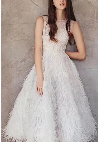 YEQIN Ostrich Feathers Fringe Trims 2 Yards | Soft & Natural White for Dress & DIY thumbnail 5