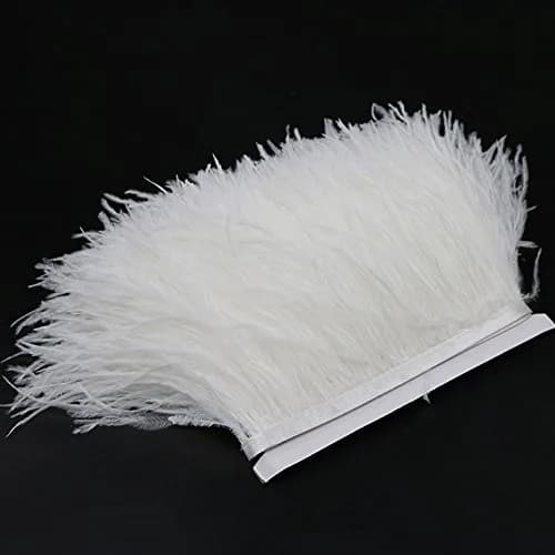 YEQIN Ostrich Feathers Fringe Trims 2 Yards | Soft & Natural White for Dress & DIY thumbnail 2