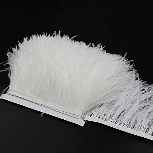 YEQIN Ostrich Feathers Fringe Trims 2 Yards | Soft & Natural White for Dress & DIY thumbnail 3