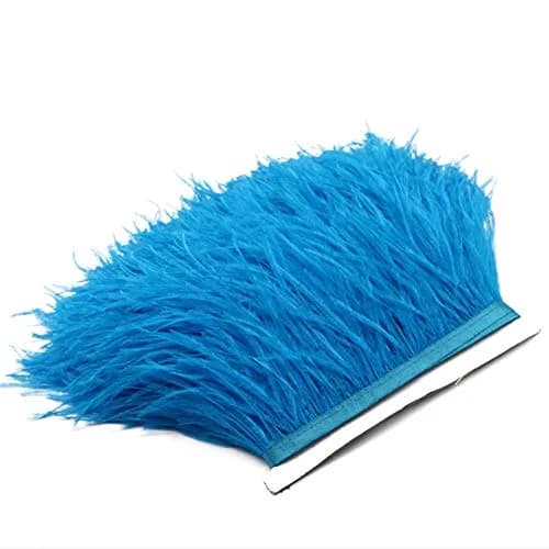 YEQIN 2 Yards Natural & Soft Ostrich Feathers Fringe Trims Ribbon | Used for Dress, Sewing, Wedding, DIY (Lake Blue) thumbnail 2