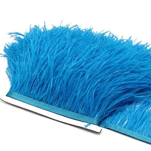 YEQIN 2 Yards Natural & Soft Ostrich Feathers Fringe Trims Ribbon | Used for Dress, Sewing, Wedding, DIY (Lake Blue) thumbnail 3
