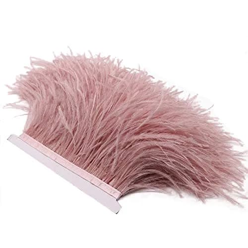 YEQIN Natural Ostrich Feathers Fringe Trim 2 Yards (6 ft) Mistyrose | Soft & Elegant for Crafts & Decor thumbnail 1