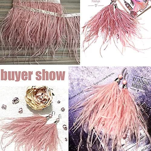 YEQIN Natural Ostrich Feathers Fringe Trim 2 Yards (6 ft) Mistyrose | Soft & Elegant for Crafts & Decor thumbnail 5