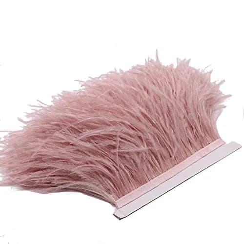 YEQIN Natural Ostrich Feathers Fringe Trim 2 Yards (6 ft) Mistyrose | Soft & Elegant for Crafts & Decor thumbnail 2