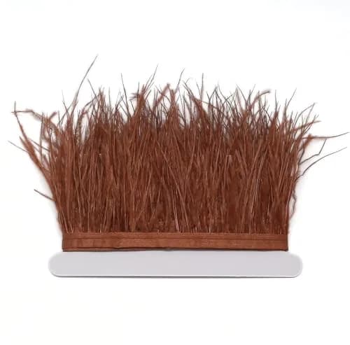 YEQIN Natural Soft Ostrich Feather Fringe Trim 2 Yards (6 ft) | Brown Craft Ribbon for Sewing & Decor thumbnail 1
