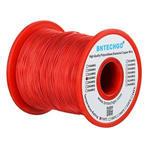 BNTECHGO 24 AWG Magnet Wire 1 lb (0.45 kg) Red Enameled Copper Wire | 823 ft (249.9 m) Coil for Transformers & Motors thumbnail 1