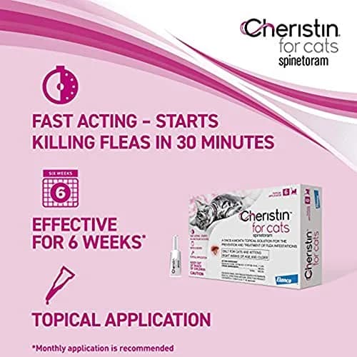 Cheristin Flea Treatment & Prevention for Cats 3 Doses | Fast-Acting Flea Control for Cats Over 1.8 lbs thumbnail 2