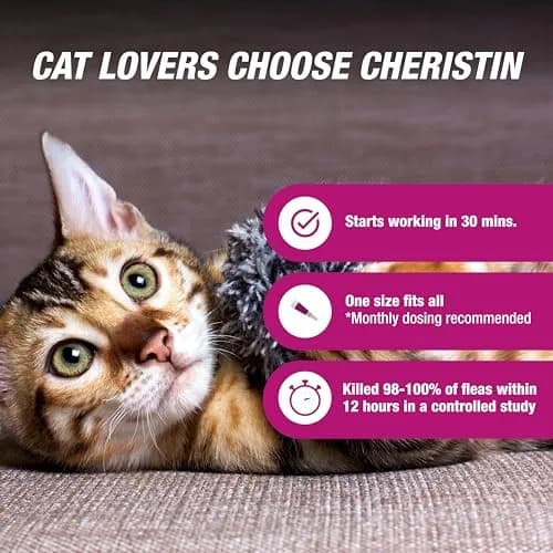 Cheristin Flea Treatment & Prevention for Cats 3 Doses | Fast-Acting Flea Control for Cats Over 1.8 lbs thumbnail 3