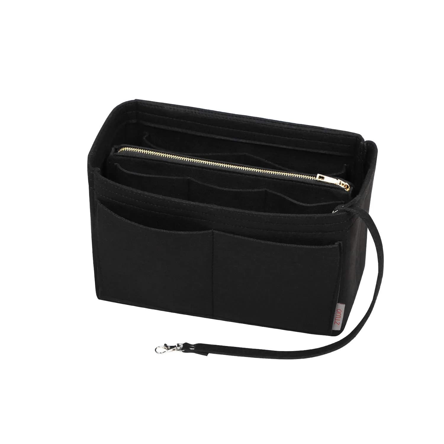 ZTUJO Purse Organizer Insert, Felt Bag Organizer with Metal Zipper, Handbag & Tote Shaper, For Speedy Neverfull Tote, 7 Sizes (Medium, Beige) | Lightweight Felt & Detachable Wallet — Black / Medium