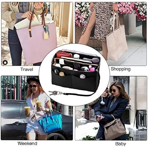 ZTUJO Felt Purse Organizer Insert Medium Black | 23.5cm (9.25in) Width, 15cm (5.9in) Height, 13cm (5.1in) Depth thumbnail 7