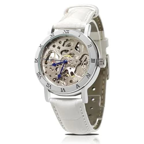 Gute Automatic Skeleton Watch Women Leather Mechanical Stainless | Steampunk Style, 36mm, Water-Resistant thumbnail 1