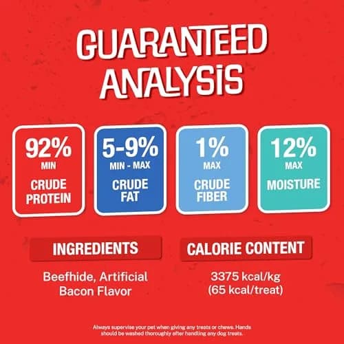 CHOMP 'EMS Bacon Flavored Purehide Sticks 12 oz | Natural Beefhide Dog Chews for All Sizes thumbnail 6