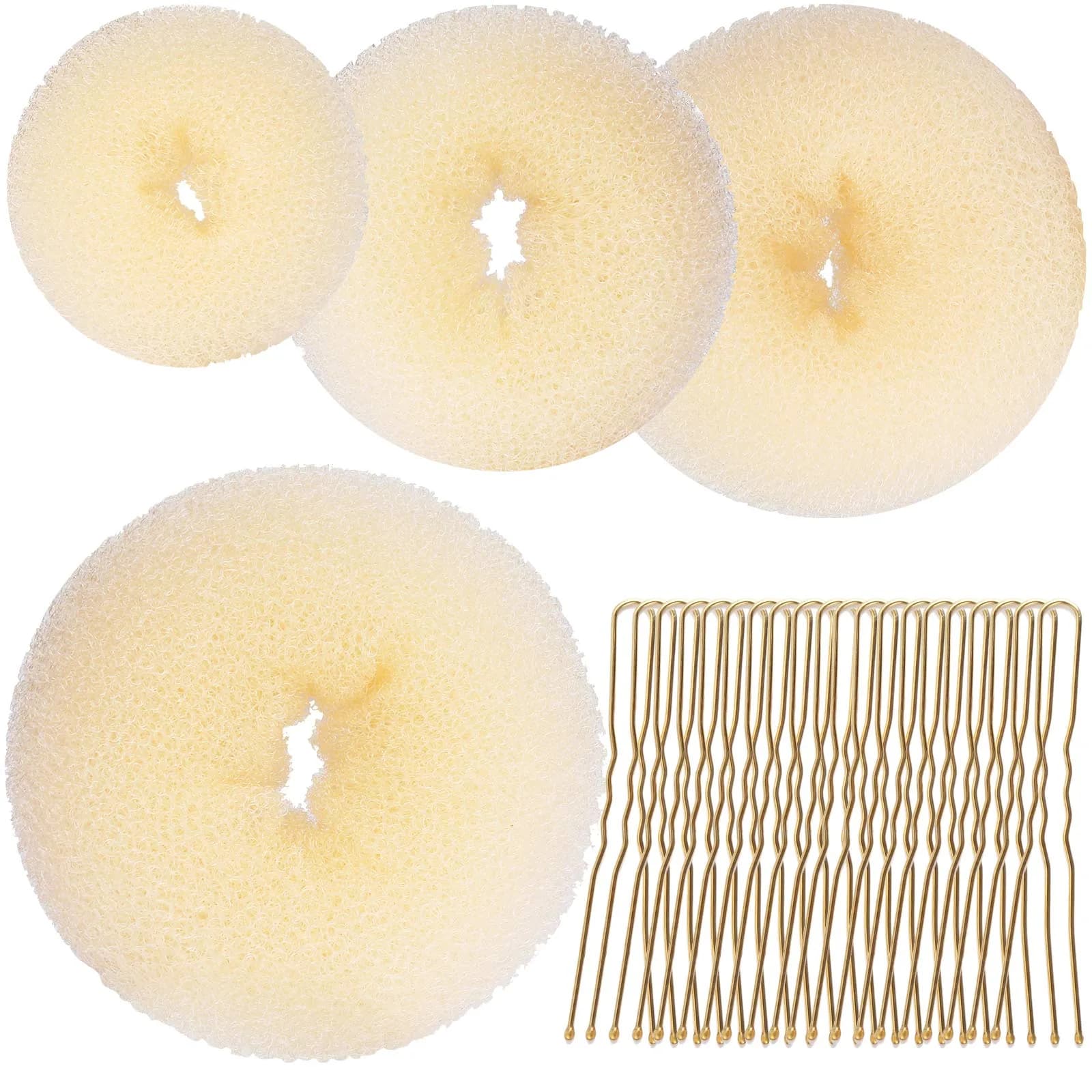 Teenitor Hair Bun Maker Set with Bobby Pins, 4 Sizes Light Brown | Sleek Ballet Buns for Kids & Adults — A-Blonde