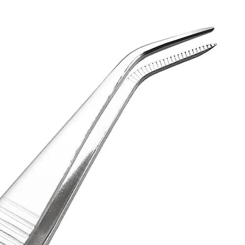 uxcell Curved Pointed Serrated Tweezers 140mm (5.5 Inch) | 2 Pcs Stainless Steel thumbnail 3