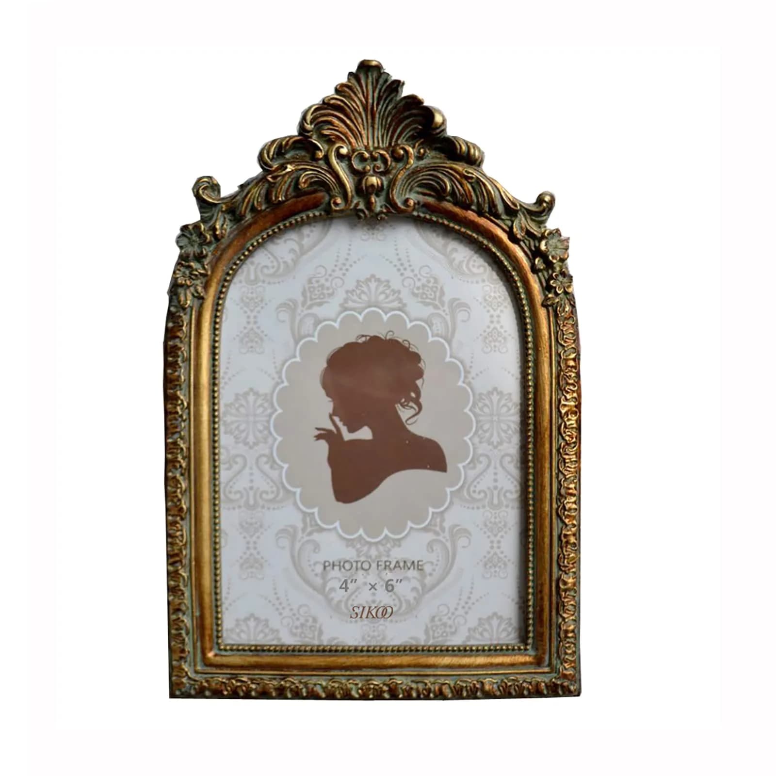 SIKOO Vintage 5x7 Picture Frame Antique Ornate Bronze Gold | Resin with Glass Front — Bronze Gold / 4 x 6