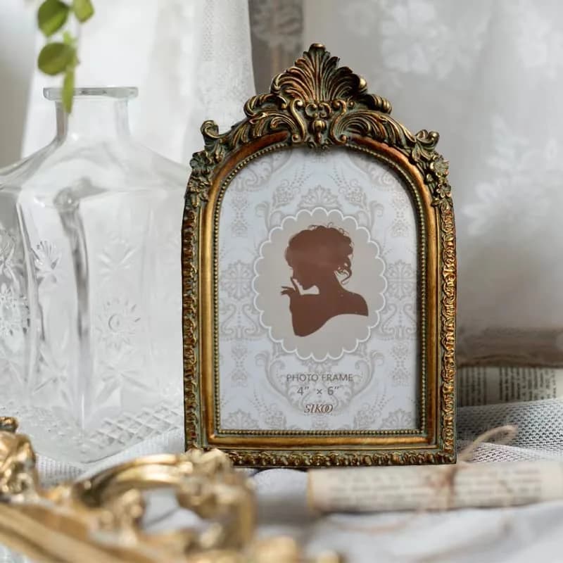 SIKOO Vintage 4x6 Picture Frame Antique Ornate Bronze Gold | Resin & Glass, Wall & Tabletop Display thumbnail 4