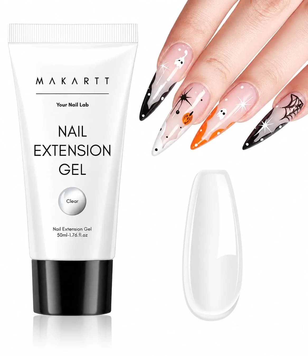 Makartt Poly Nail Gel 50ML Natural Pink Gel Builder | Thick Formula for Easy Sculpting — Clear