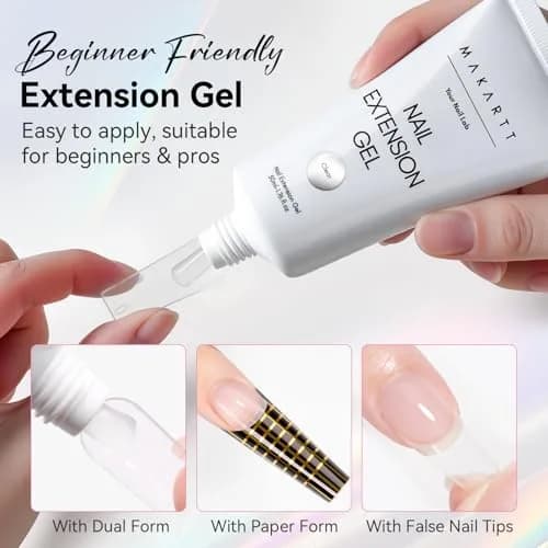 Makartt Clear Poly Nail Gel 50ML for Extensions, Overlays | Professional Salon Quality for DIY Nail Art thumbnail 4