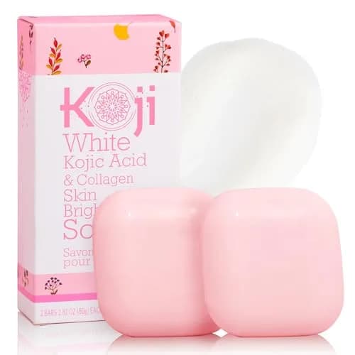 Koji White Kojic Acid & Collagen Skin Brightening Soap for Face & Natural Glowing Skin - Moisturizer, Body Cleansing Bar, Reduce Wrinkles, Vegan, Paraben-Free, 2 Bars (5.64 oz) thumbnail 1