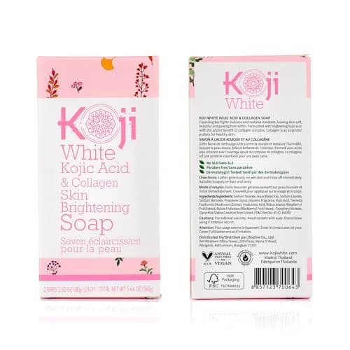 Koji White Kojic Acid & Collagen Skin Brightening Soap for Face & Natural Glowing Skin - Moisturizer, Body Cleansing Bar, Reduce Wrinkles, Vegan, Paraben-Free, 2 Bars (5.64 oz) thumbnail 6