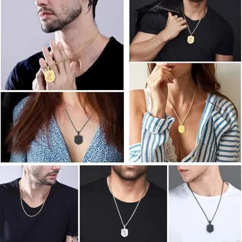 FaithHeart St Michael Archangel Pendant Necklace for Men, 50cm (20+2 inch) Gold Stainless Steel thumbnail 2