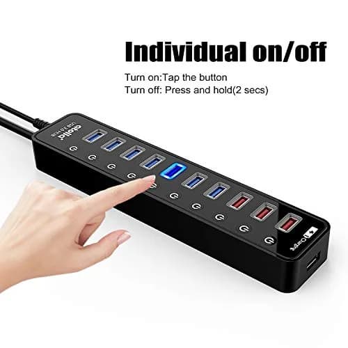 atolla Powered USB 3.0 Hub with 11 Ports | 7 Data + 4 Charging Ports, 12V/4A Power Adapter, Plug & Play (70-120c) thumbnail 5