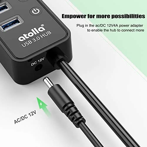 atolla Powered USB 3.0 Hub with 11 Ports | 7 Data + 4 Charging Ports, 12V/4A Power Adapter, Plug & Play (70-120c) thumbnail 6