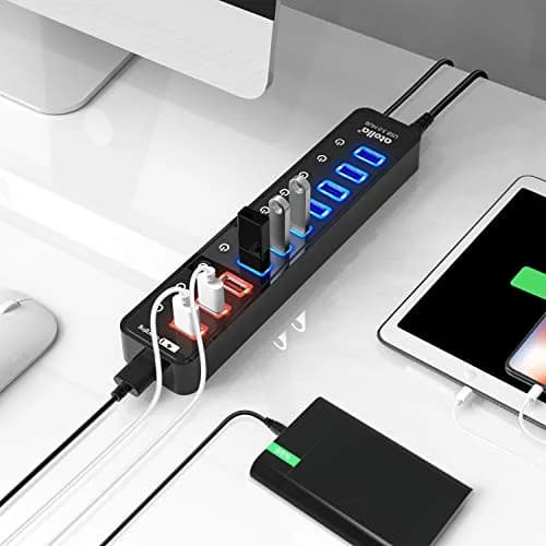 atolla Powered USB 3.0 Hub with 11 Ports | 7 Data + 4 Charging Ports, 12V/4A Power Adapter, Plug & Play (70-120c) thumbnail 7