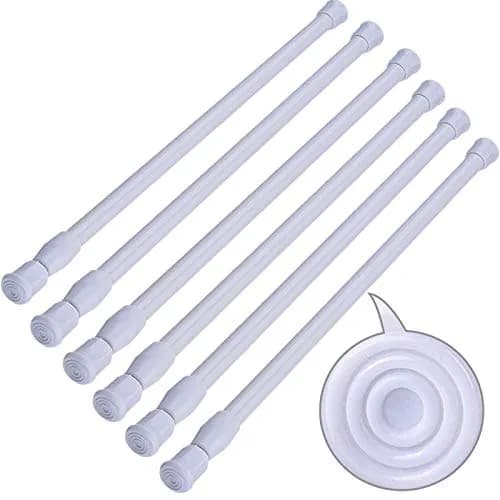 SIQUK 6 Pack Adjustable Spring Tension Rods 40-71 cm (15.7-28 Inches) | White, Stainless Steel, No-Drill Installation thumbnail 1