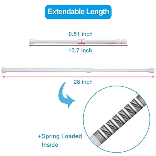 SIQUK 6 Pack Adjustable Spring Tension Rods 40-71 cm (15.7-28 Inches) | White, Stainless Steel, No-Drill Installation thumbnail 3