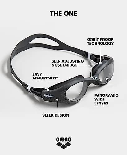 ARENA Unisex The One Swim Goggles One Size | Orbit-Proof Fit, Anti-Fog Coated, Non-Mirror Lens, Smoke/Grey/Black thumbnail 2