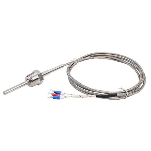 Jaybva Waterproof RTD PT100 Temperature Sensor Probe -50~500℃ | 3-Wire Stainless Steel NPT1/2" Pipe Thread with 2m Shielded Wire thumbnail 1