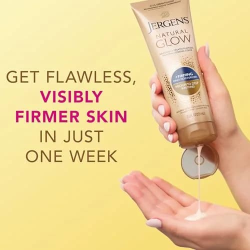 Jergens Natural Glow + Firming Daily Moisturizer Medium to Tan Skin Tones 222ml (7.5 Fl Oz) | Gradual Sunless Tanner with Cellulite Reduction thumbnail 5