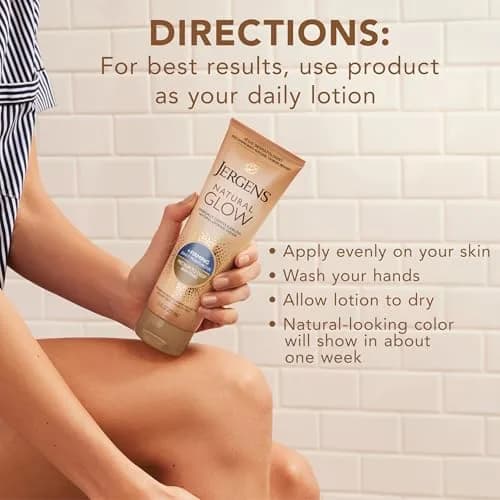 Jergens Natural Glow + Firming Daily Moisturizer Medium to Tan Skin Tones 222ml (7.5 Fl Oz) | Gradual Sunless Tanner with Cellulite Reduction thumbnail 9