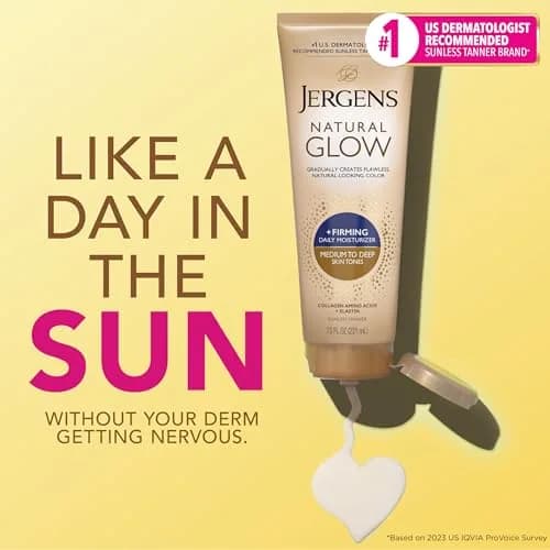 Jergens Natural Glow + Firming Daily Moisturizer Medium to Tan Skin Tones 222ml (7.5 Fl Oz) | Gradual Sunless Tanner with Cellulite Reduction thumbnail 2