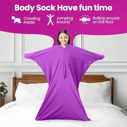Sensory4U Sensory Body Sock Medium Lavender 47" x 27" | Calms Anxiety & Sensory Overload thumbnail 5