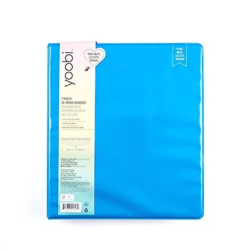 Yoobi 1 Inch Blue D-Ring Binder 275 Sheet Capacity | PVC-Free Organizer for Students & Office thumbnail 6