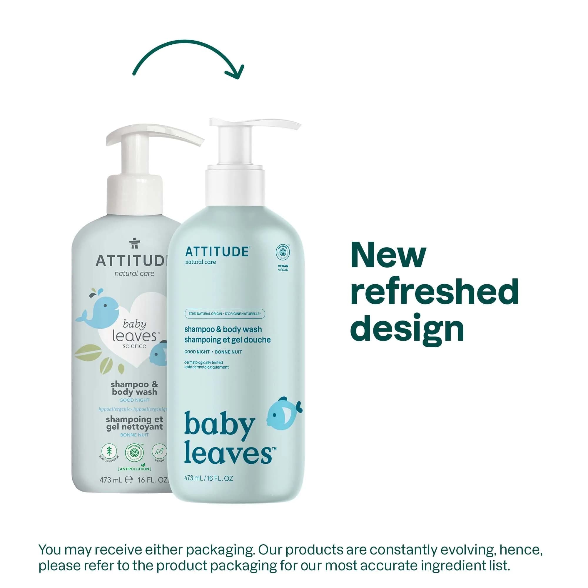 ATTITUDE 2-in-1 Baby Shampoo and Body Wash, EWG Verified, 473ml (16 Fl Oz) | Gentle Tear-Free Formula - view 2
