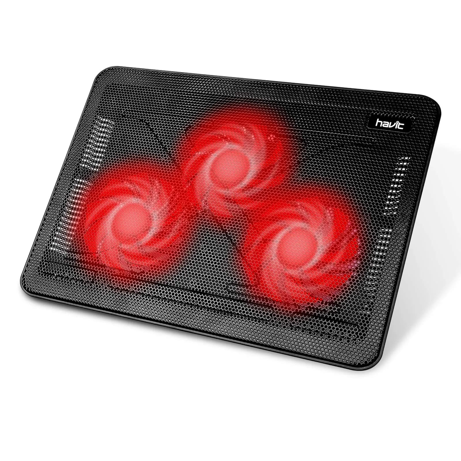 havit HV-F2056 Laptop Cooling Pad for 15.6-17 Inch Laptops, Black | 3 Quiet USB-Powered Fans, Ergonomic Stand
