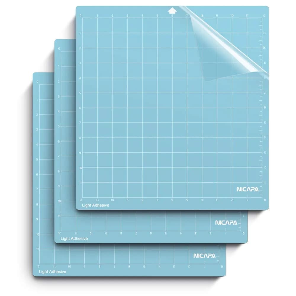NICAPA Standard Grip Cutting Mat for Silhouette Cameo 4/3/2/1 (30x30 cm / 12x12 inch, 3-Pack) | Essential for Quilting & Craft Projects — bule for Silhouette 12*12 / LightGrip